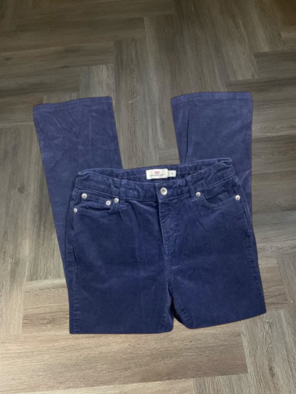 Vineyard Vines Corduroy Straight Leg‎ Pants Girls 12 Navy Blue Adjustable Preppy